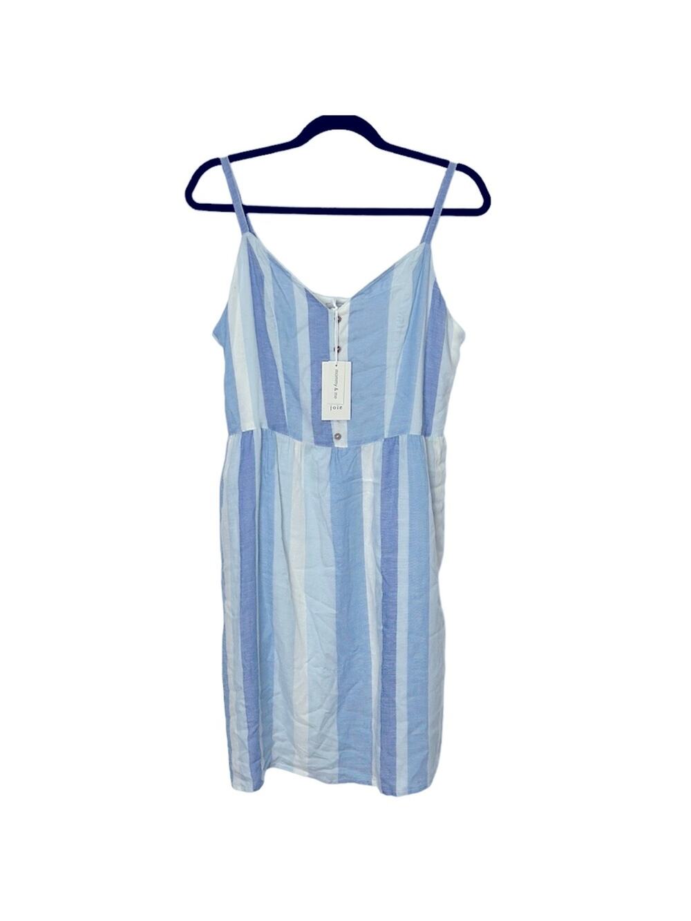 Joie Mommy & Me Blue and white striped maternity linen summer dress size 10